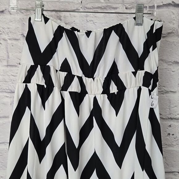Moa Moa NWT Black White Chevron Strapless High Low Dress Party Semi-Formal Women - Picture 6 of 8